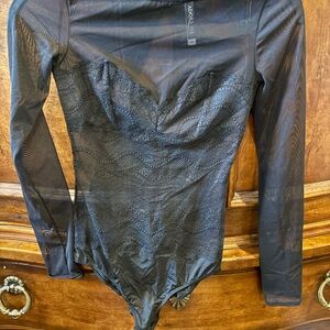 Adore Me Sheer Black Bodysuit